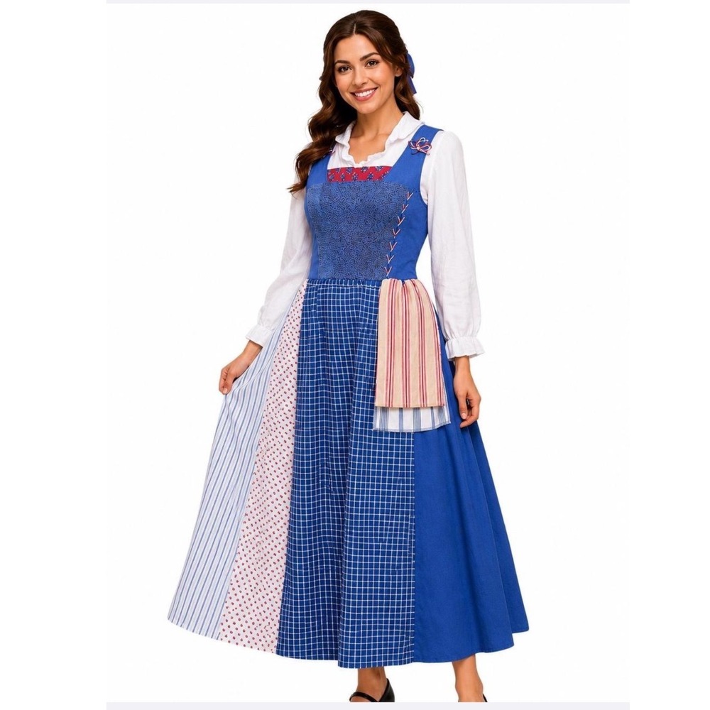 Disney Belle Provincial Costume Dress Women Size M 8-10 Blue Renaissance Cosplay - Picture 2 of 12
